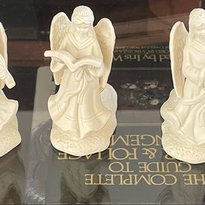 Porcelain Angels with Musical Instruments and Candle Holders / Vintage / Christm